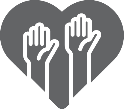 volunteer hands in a heart icon