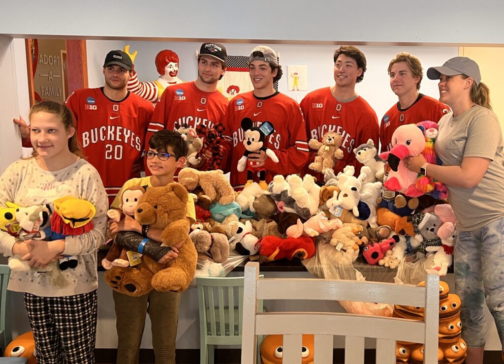 volunteer group at item giveaway at RMHC of Central Ohio