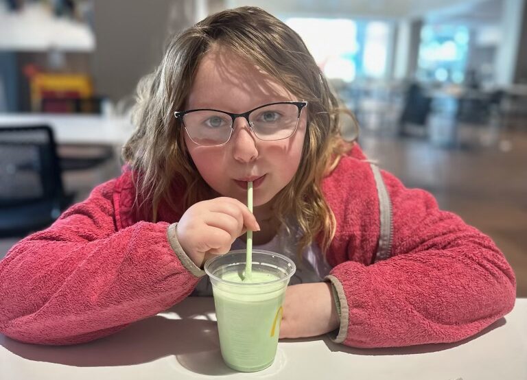 Girl drinking milkshake at RMHC of Central Ohio