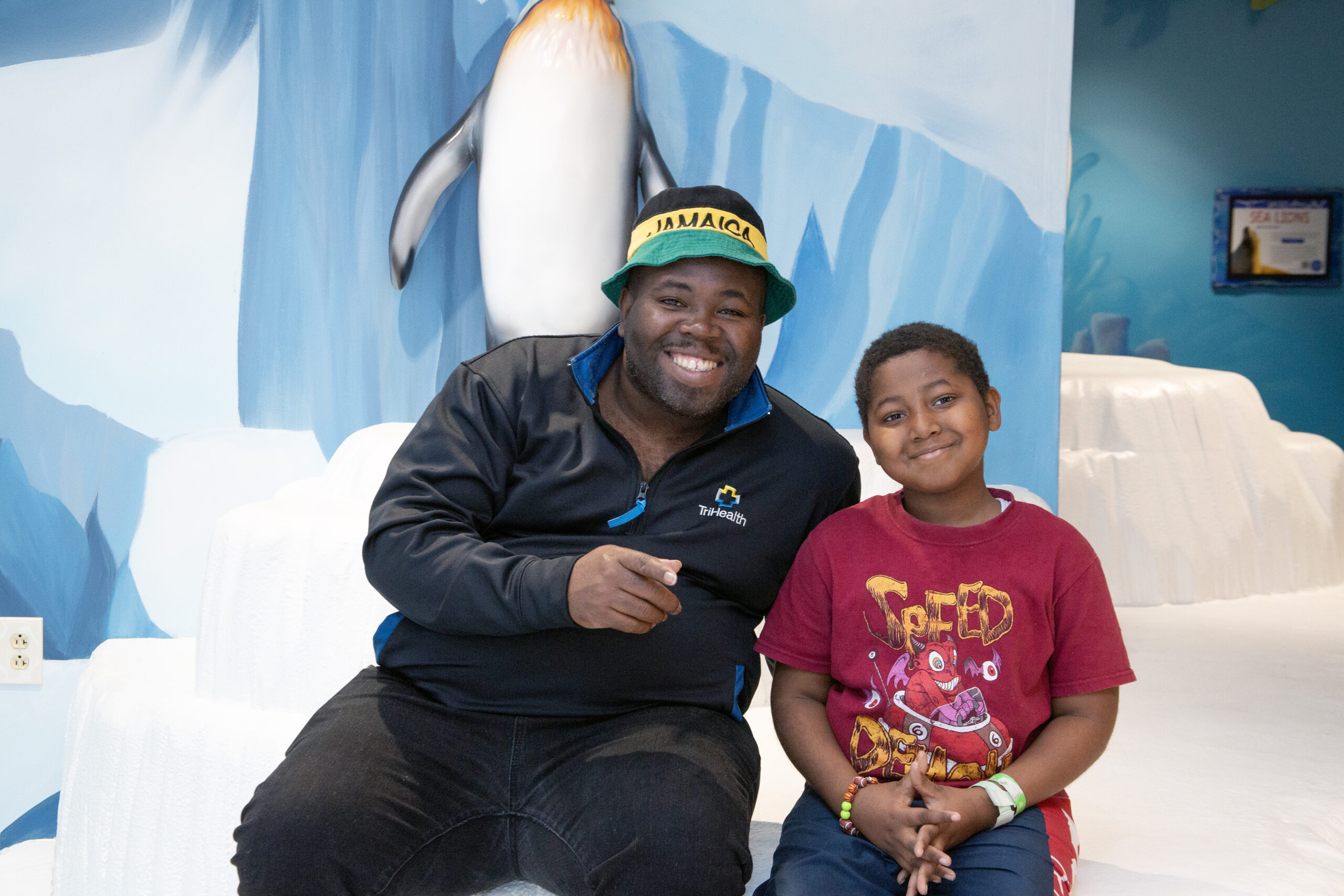 Father and son in the zoo room of the Ronald McDonald House of Central Ohio